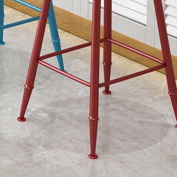 Scandinavian Metal Barstool Fabric Upholstered Counter Stool in Matte Finish