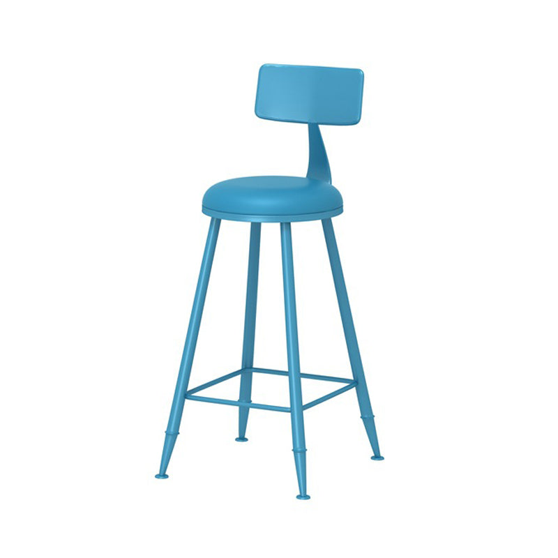 Scandinavian Metal Barstool Fabric Upholstered Counter Stool in Matte Finish
