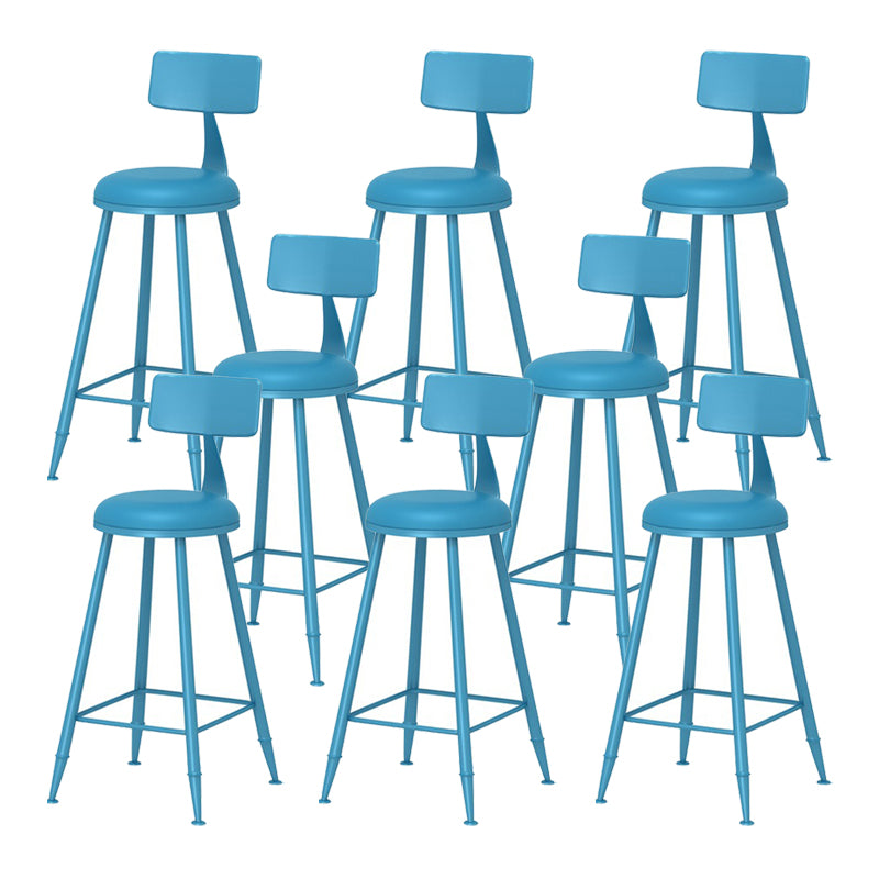 Scandinavian Metal Barstool Fabric Upholstered Counter Stool in Matte Finish