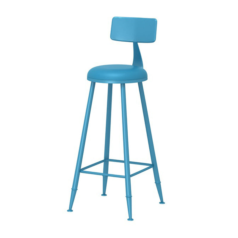 Scandinavian Metal Barstool Fabric Upholstered Counter Stool in Matte Finish