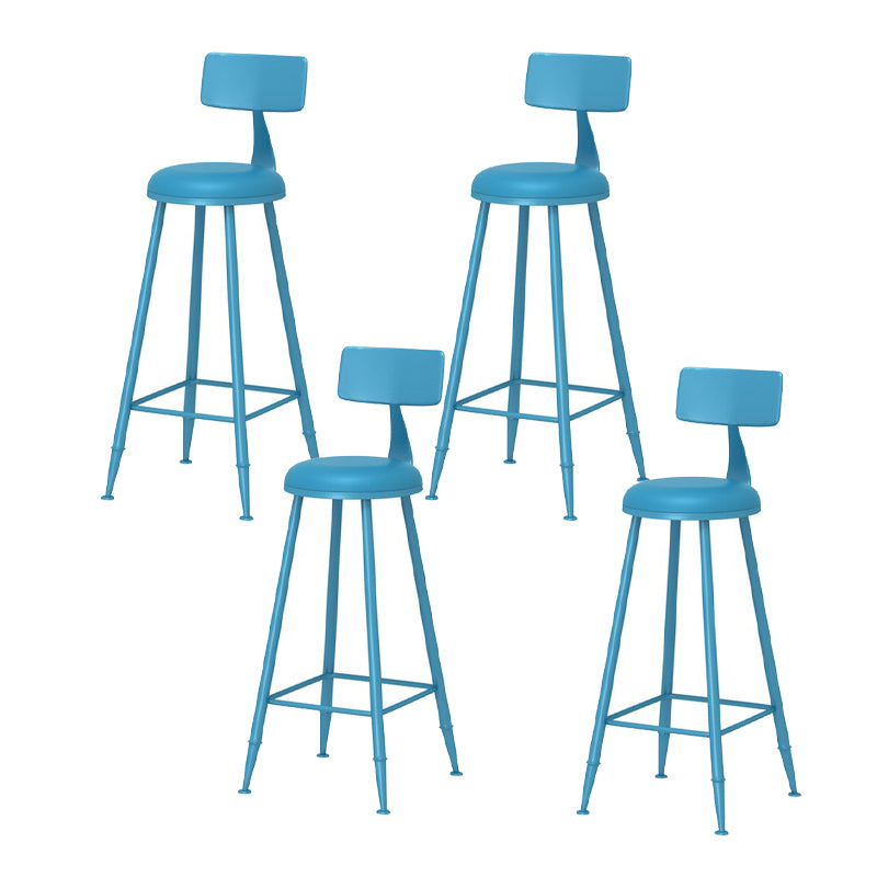 Scandinavian Metal Barstool Fabric Upholstered Counter Stool in Matte Finish