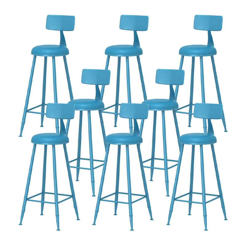 Scandinavian Metal Barstool Fabric Upholstered Counter Stool in Matte Finish