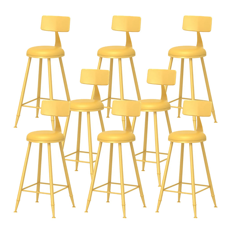 Scandinavian Metal Barstool Fabric Upholstered Counter Stool in Matte Finish