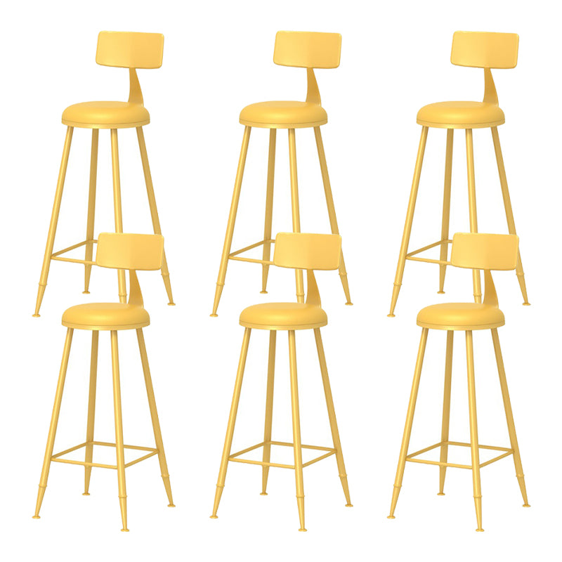 Scandinavian Metal Barstool Fabric Upholstered Counter Stool in Matte Finish