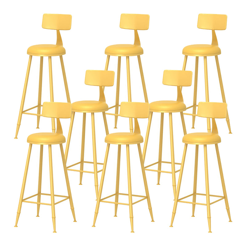 Scandinavian Metal Barstool Fabric Upholstered Counter Stool in Matte Finish