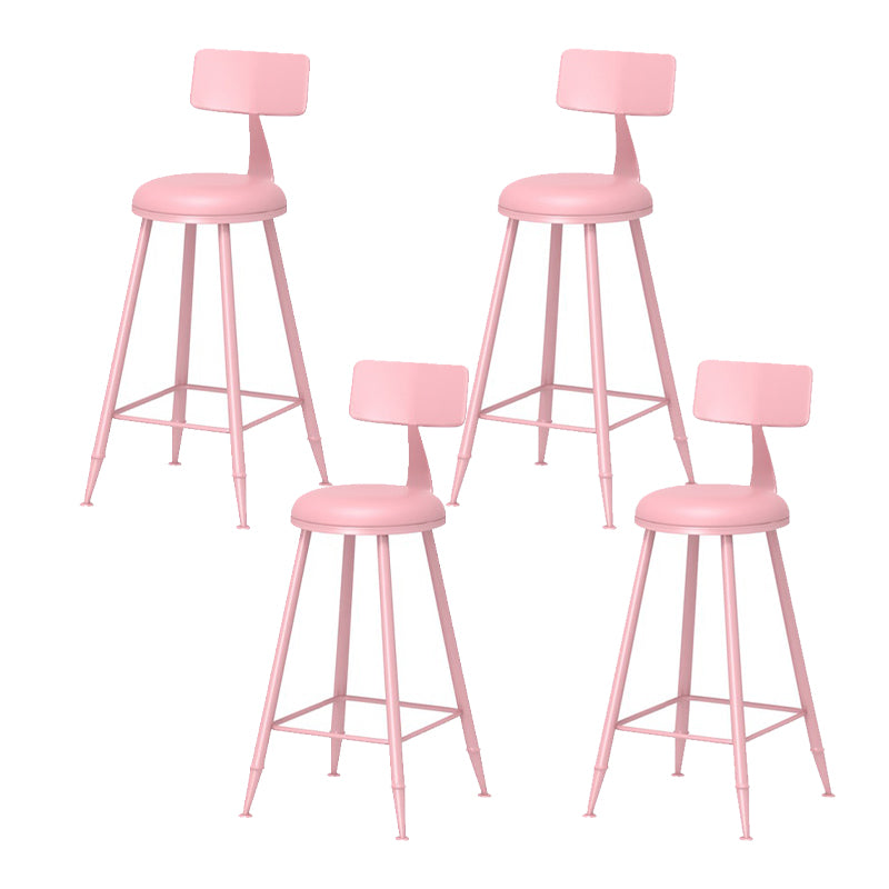 Scandinavian Metal Barstool Fabric Upholstered Counter Stool in Matte Finish