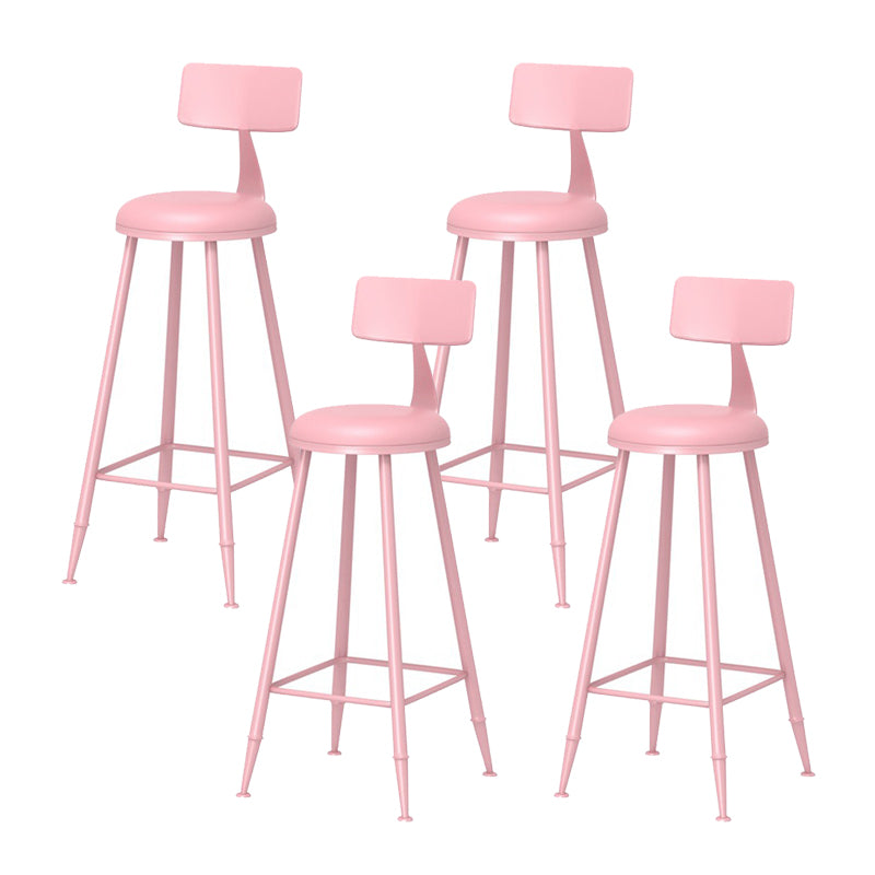Scandinavian Metal Barstool Fabric Upholstered Counter Stool in Matte Finish