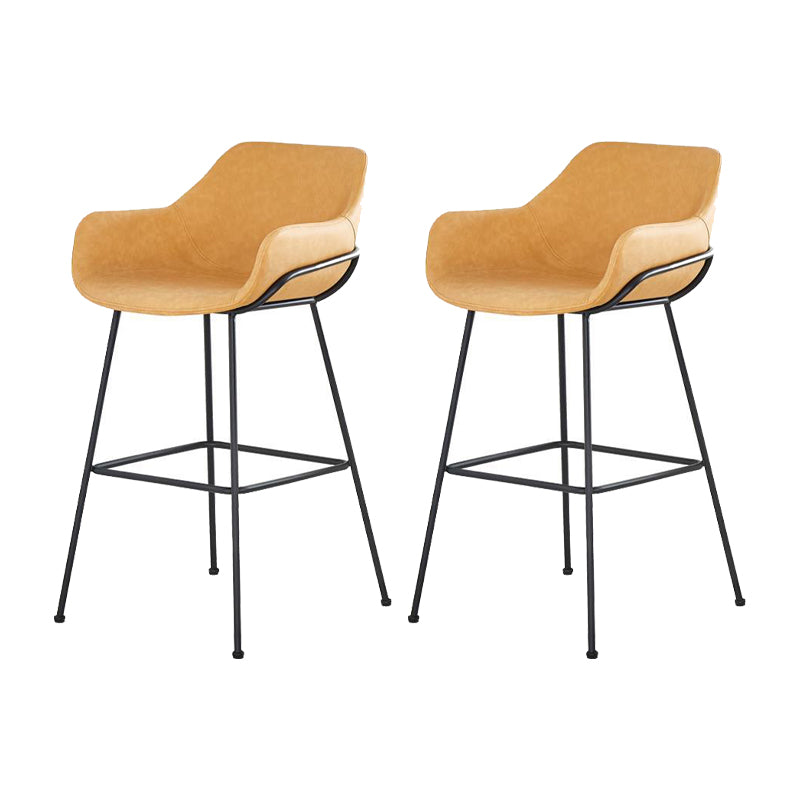 Scandinavian Faux Leather Upholstered Counter Stool with 4 Legs in Matte Finish for Home