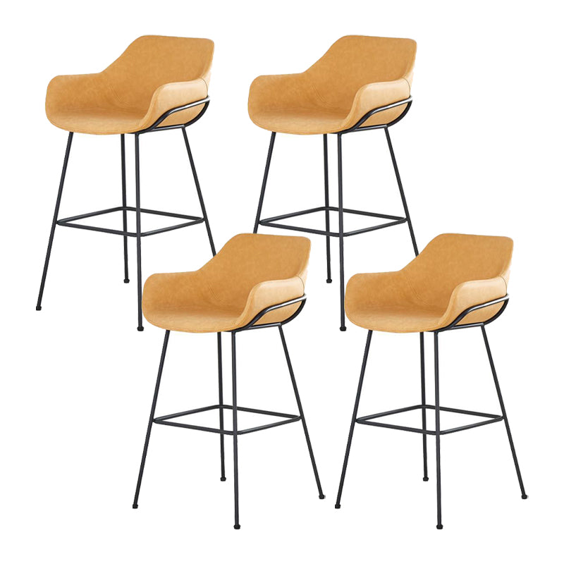 Scandinavian Faux Leather Upholstered Counter Stool with 4 Legs in Matte Finish for Home