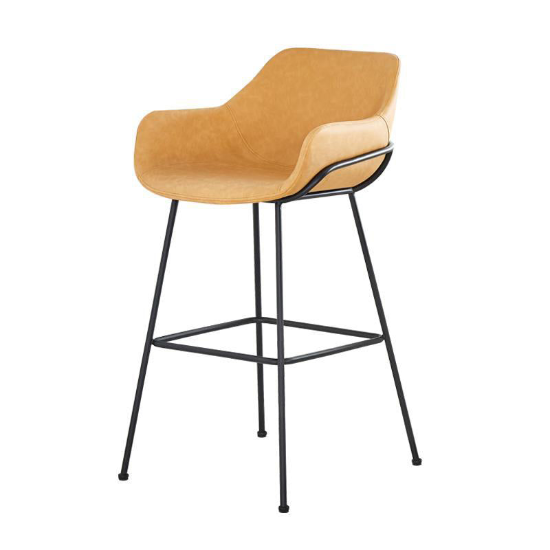 Scandinavian Faux Leather Upholstered Counter Stool with 4 Legs in Matte Finish for Home