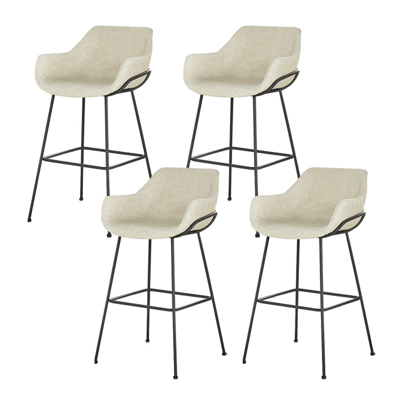 Scandinavian Faux Leather Upholstered Counter Stool with 4 Legs in Matte Finish for Home
