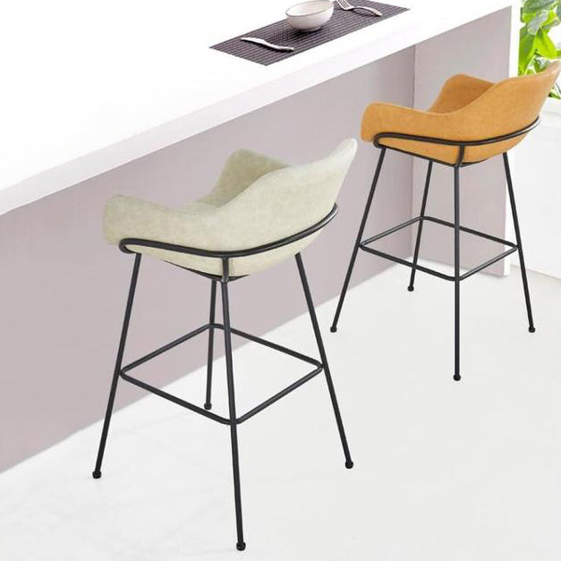 Scandinavian Faux Leather Upholstered Counter Stool with 4 Legs in Matte Finish for Home