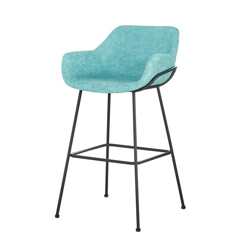 Scandinavian Faux Leather Upholstered Counter Stool with 4 Legs in Matte Finish for Home