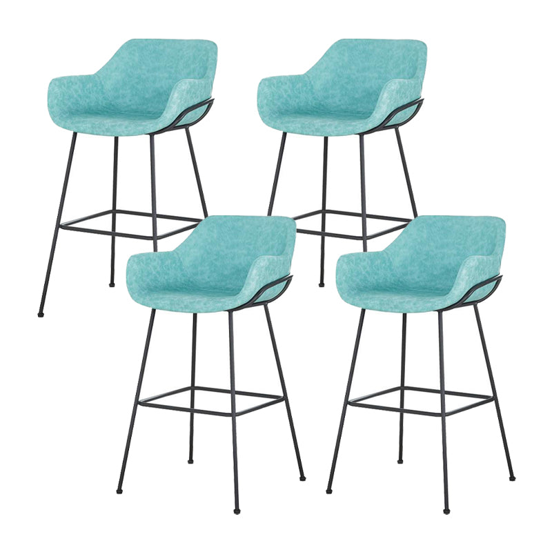Scandinavian Faux Leather Upholstered Counter Stool with 4 Legs in Matte Finish for Home