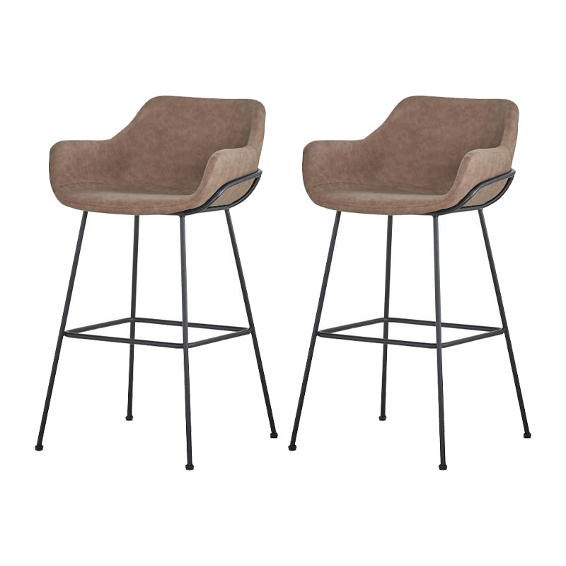 Scandinavian Faux Leather Upholstered Counter Stool with 4 Legs in Matte Finish for Home