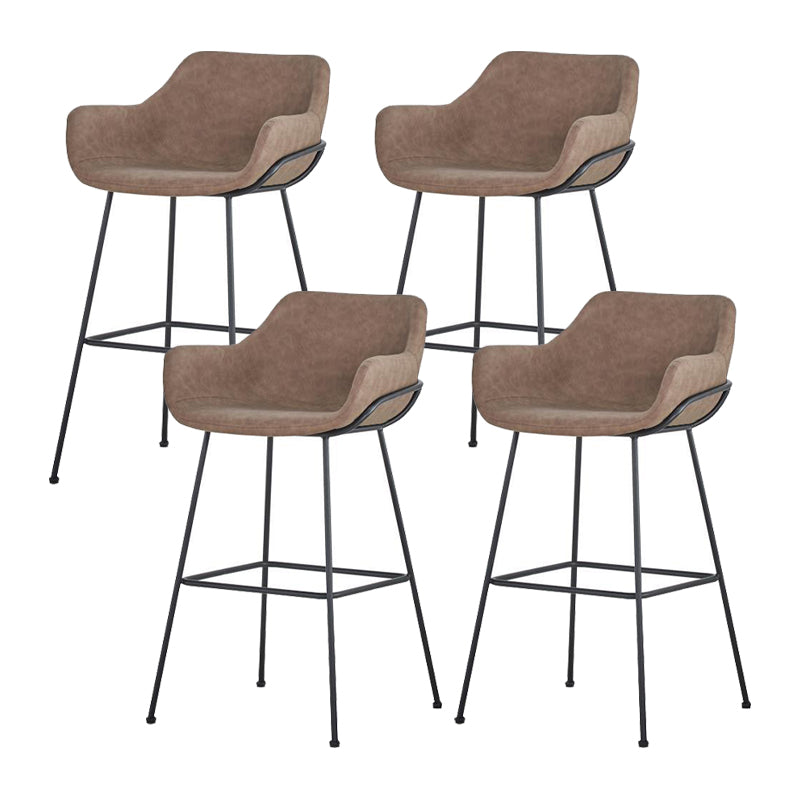 Scandinavian Faux Leather Upholstered Counter Stool with 4 Legs in Matte Finish for Home