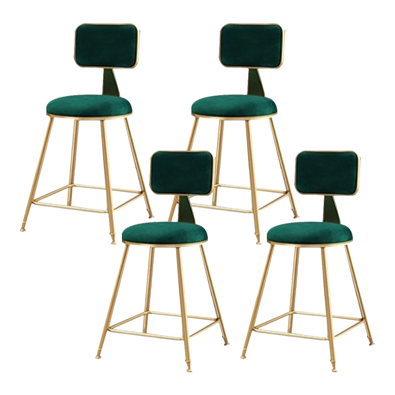 Glam Metal Stool Fabric Upholstered Counter Stool in Matte Finish for Indoor