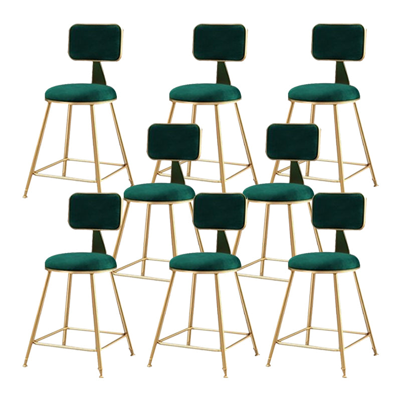 Glam Metal Stool Fabric Upholstered Counter Stool in Matte Finish for Indoor