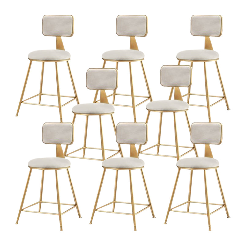 Glam Metal Stool Fabric Upholstered Counter Stool in Matte Finish for Indoor