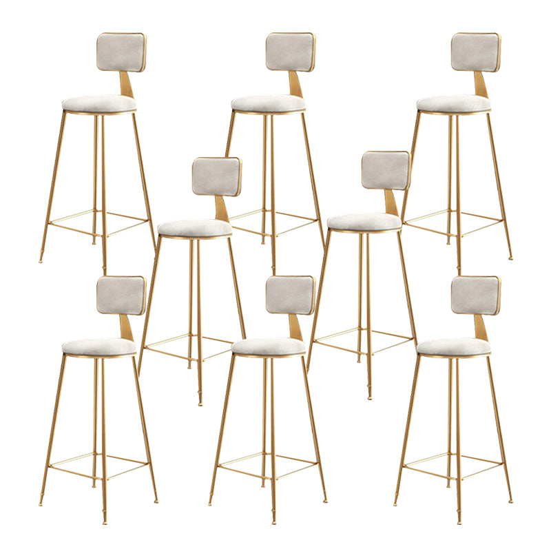 Glam Metal Stool Fabric Upholstered Counter Stool in Matte Finish for Indoor