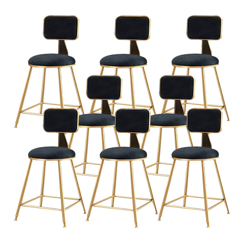 Glam Metal Stool Fabric Upholstered Counter Stool in Matte Finish for Indoor