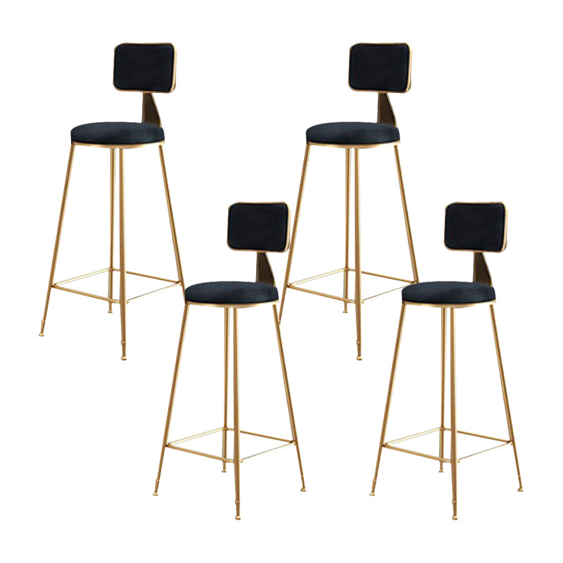 Glam Metal Stool Fabric Upholstered Counter Stool in Matte Finish for Indoor