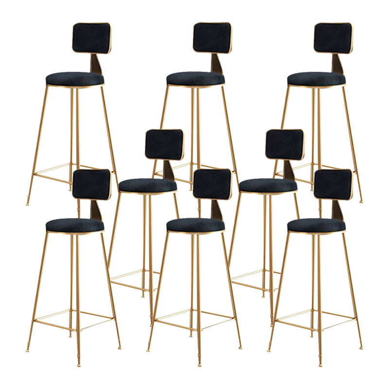 Glam Metal Stool Fabric Upholstered Counter Stool in Matte Finish for Indoor