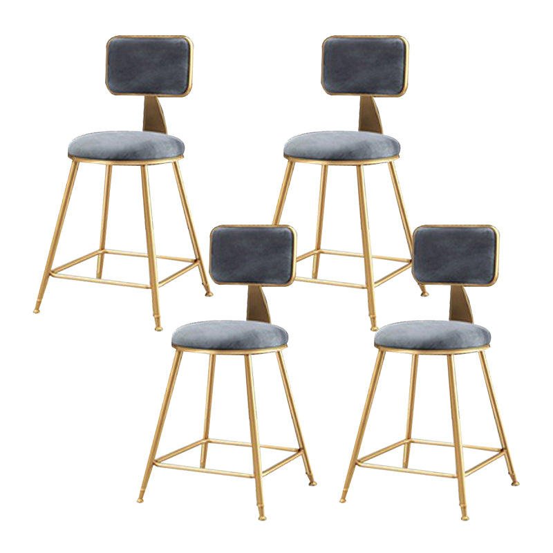 Glam Metal Stool Fabric Upholstered Counter Stool in Matte Finish for Indoor
