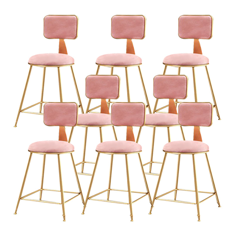 Glam Metal Stool Fabric Upholstered Counter Stool in Matte Finish for Indoor