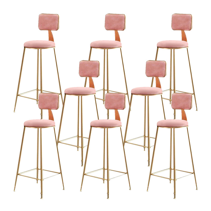 Glam Metal Stool Fabric Upholstered Counter Stool in Matte Finish for Indoor