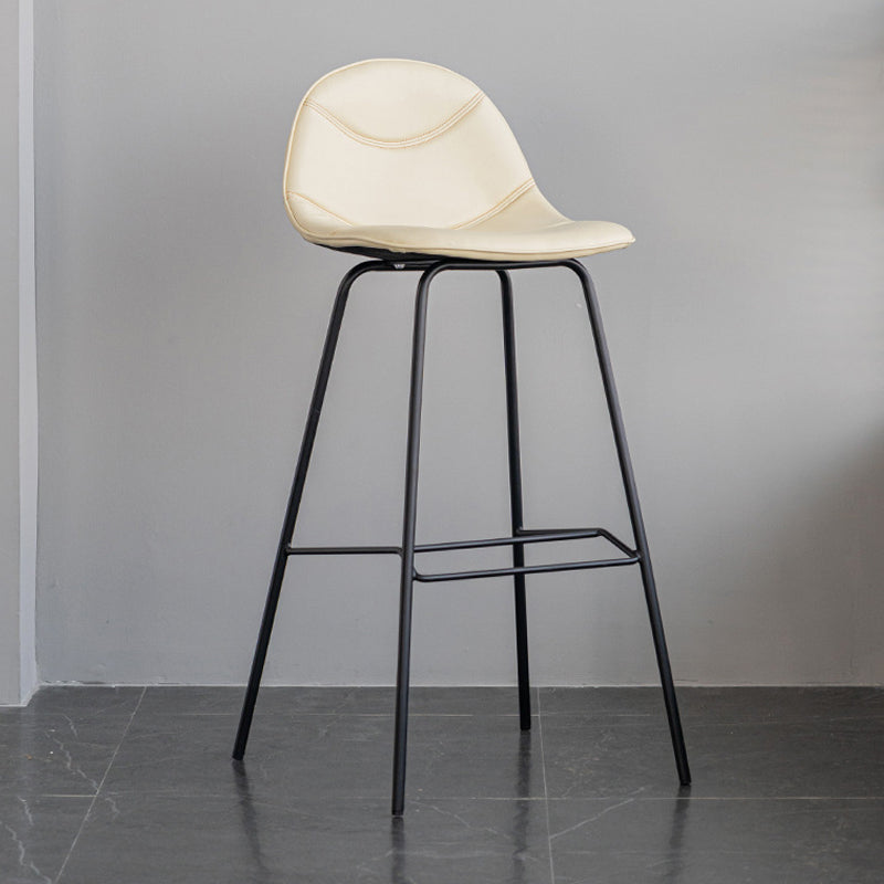 Scandinavian Style Metal Barstool Faux Leather Counter Stool with 4 Legs