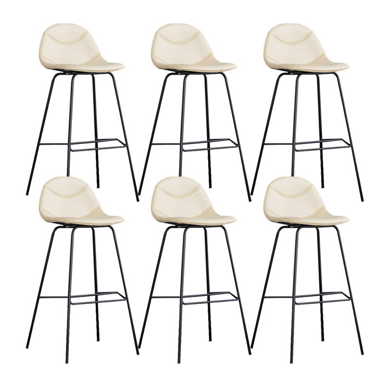 Scandinavian Style Metal Barstool Faux Leather Counter Stool with 4 Legs