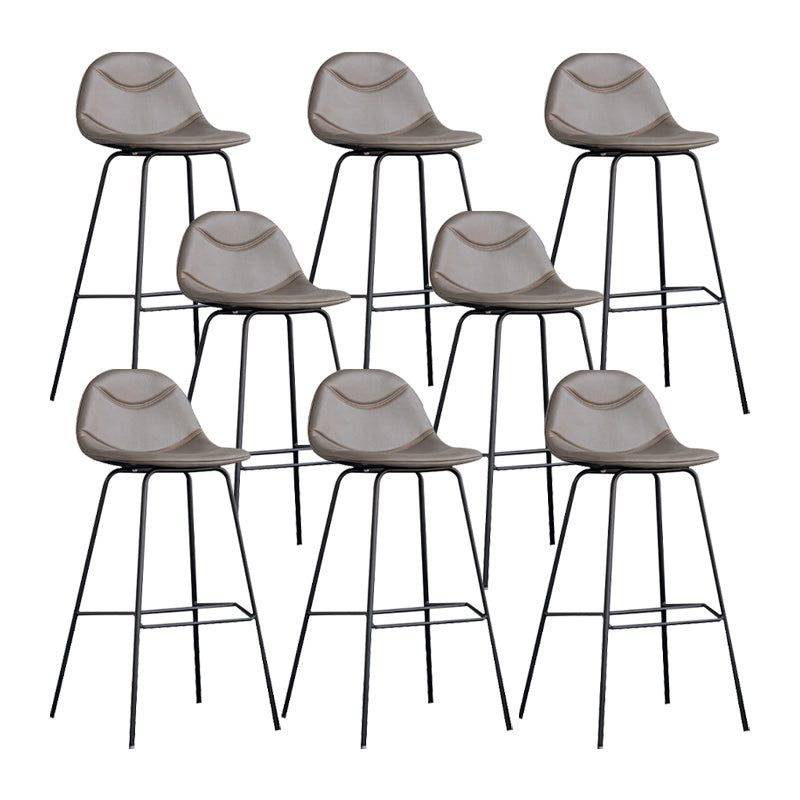 Scandinavian Style Metal Barstool Faux Leather Counter Stool with 4 Legs