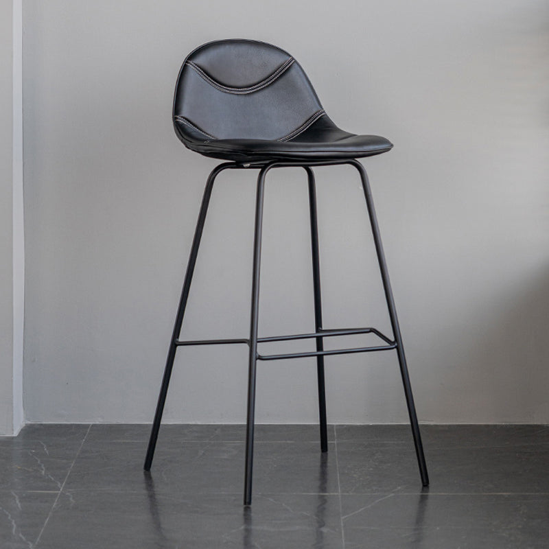 Scandinavian Style Metal Barstool Faux Leather Counter Stool with 4 Legs