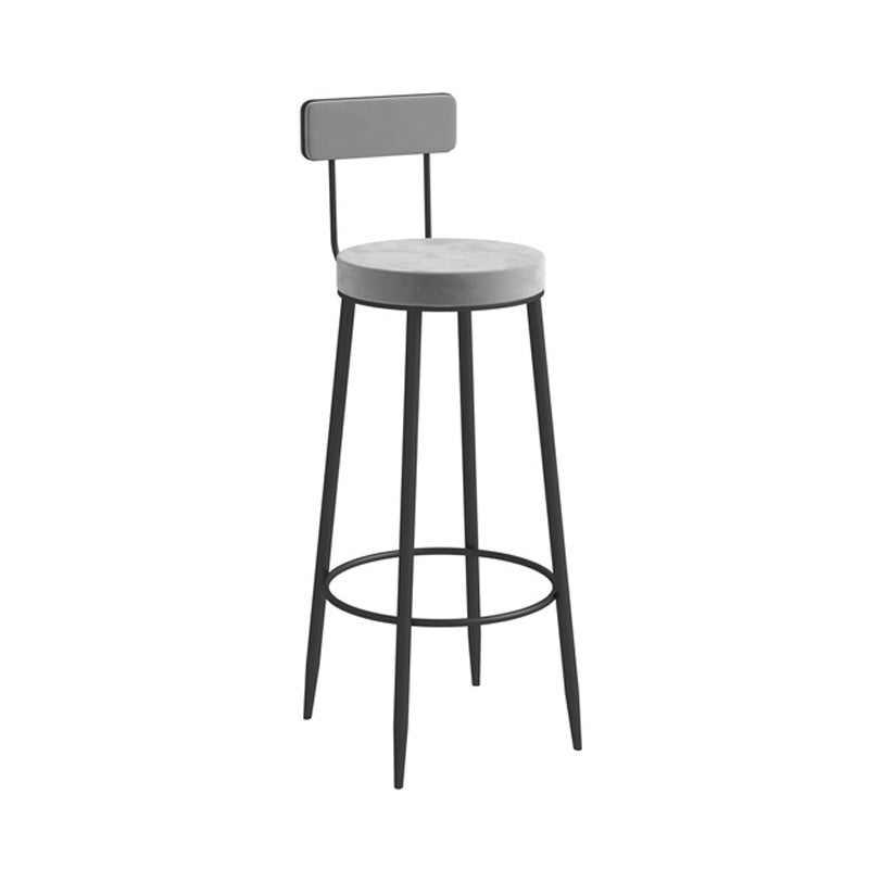 Scandinavian Metal Barstool Fabric Upholstered Counter Stool in Matte Finish Indoor