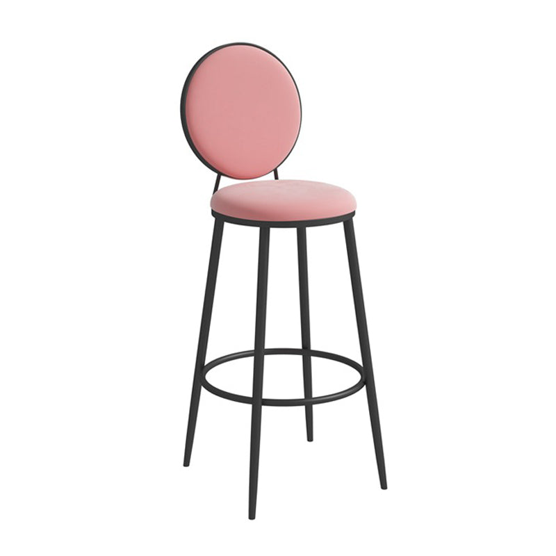 Scandinavian Metal Barstool Fabric Upholstered Counter Stool in Matte Finish Indoor