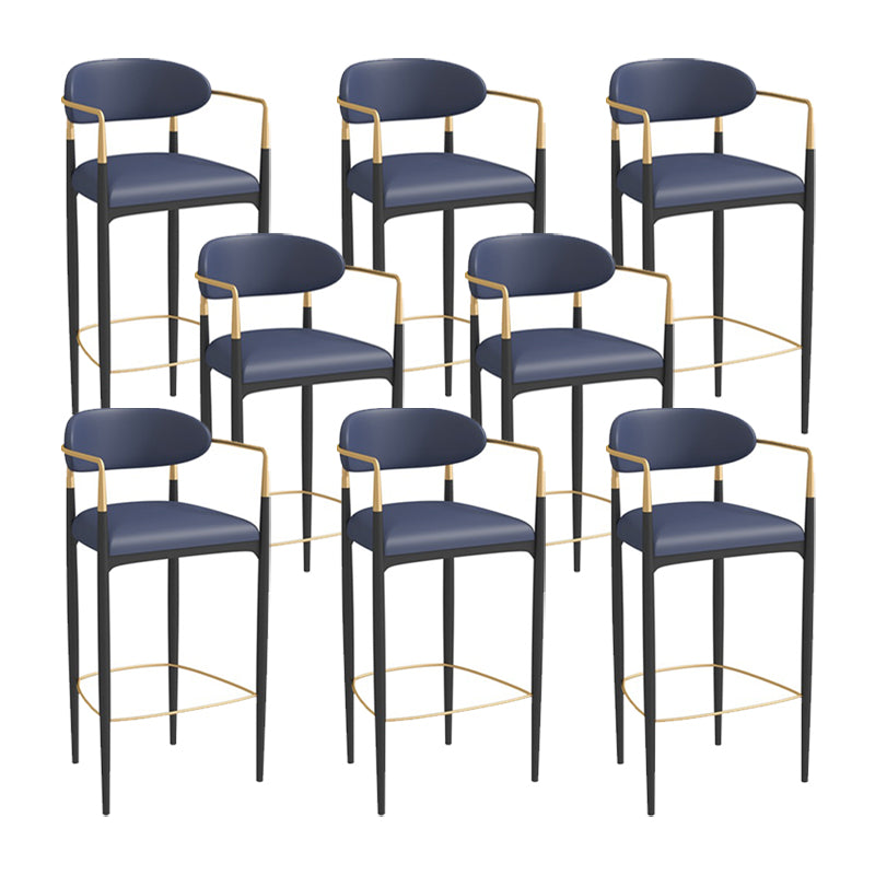 Scandinavian Metal Barstool Fabric Upholstered Counter Stool in Matte Finish Indoor