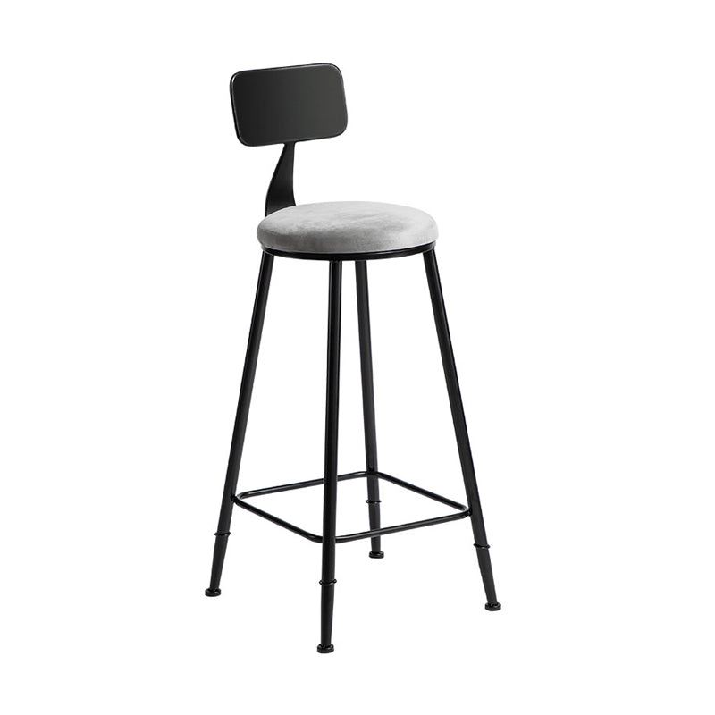 Industrial Metal Barstool Low Back Fabric Upholstered Counter Stool in Matte Finish