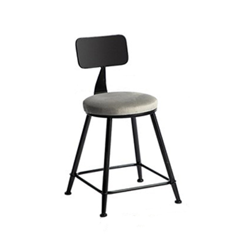 Industrial Metal Barstool Low Back Fabric Upholstered Counter Stool in Matte Finish