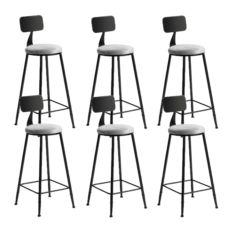 Industrial Metal Barstool Low Back Fabric Upholstered Counter Stool in Matte Finish