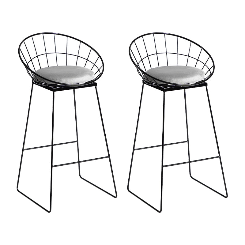 Industrial Metal Barstool Low Back Fabric Upholstered Counter Stool in Matte Finish
