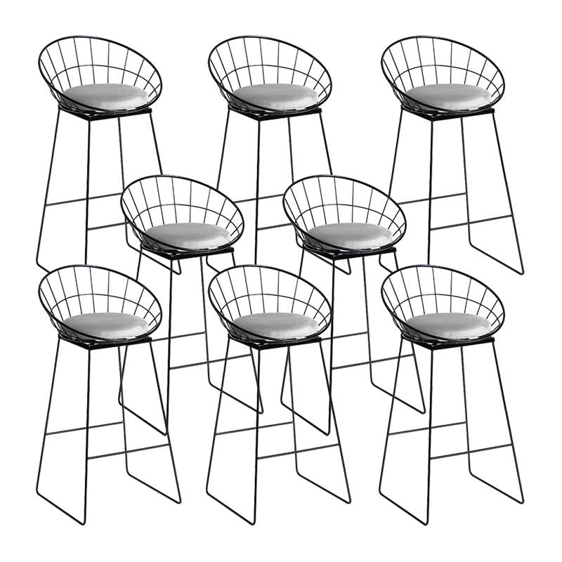 Industrial Metal Barstool Low Back Fabric Upholstered Counter Stool in Matte Finish