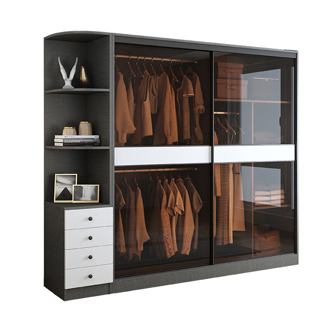 Grey Wardrobe Cabinet Contemporary Wooden Wardrobe Armoire for Home