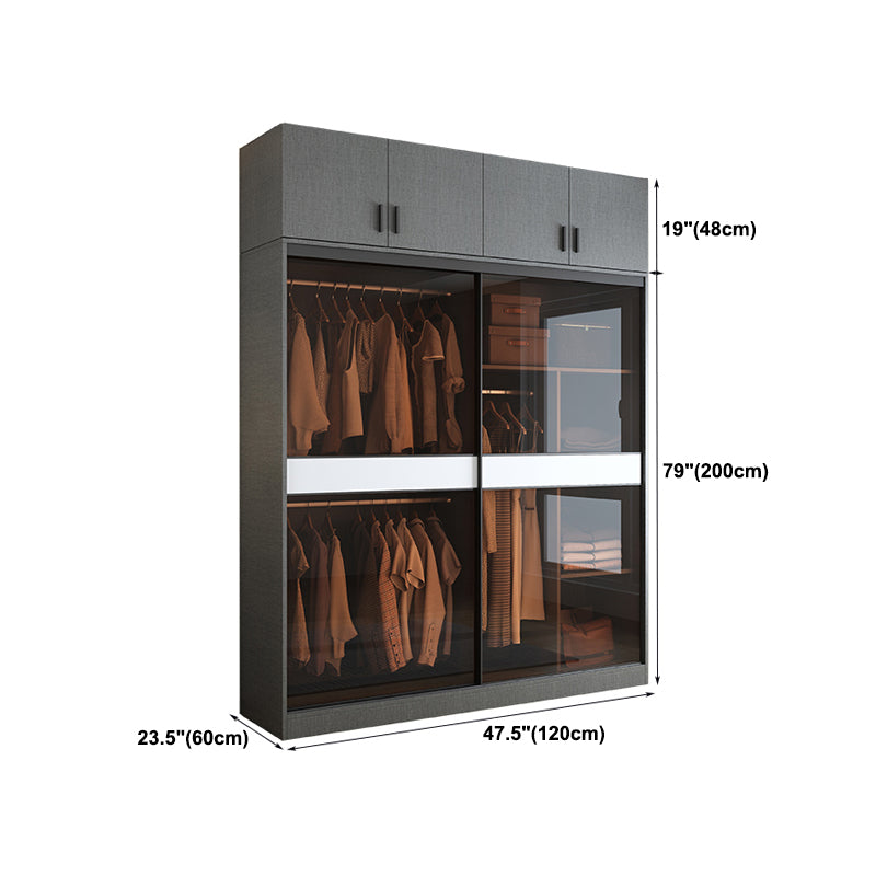 Grey Wardrobe Cabinet Contemporary Wooden Wardrobe Armoire for Home