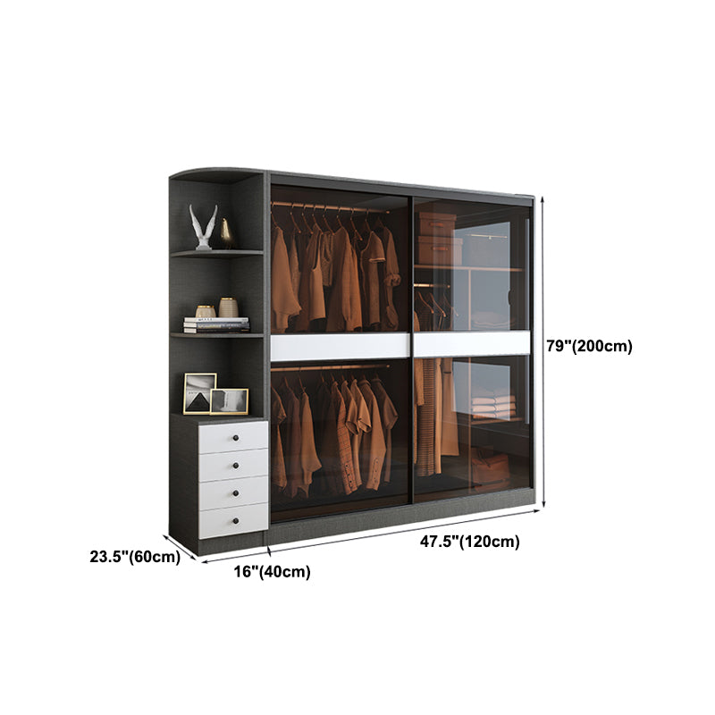 Grey Wardrobe Cabinet Contemporary Wooden Wardrobe Armoire for Home