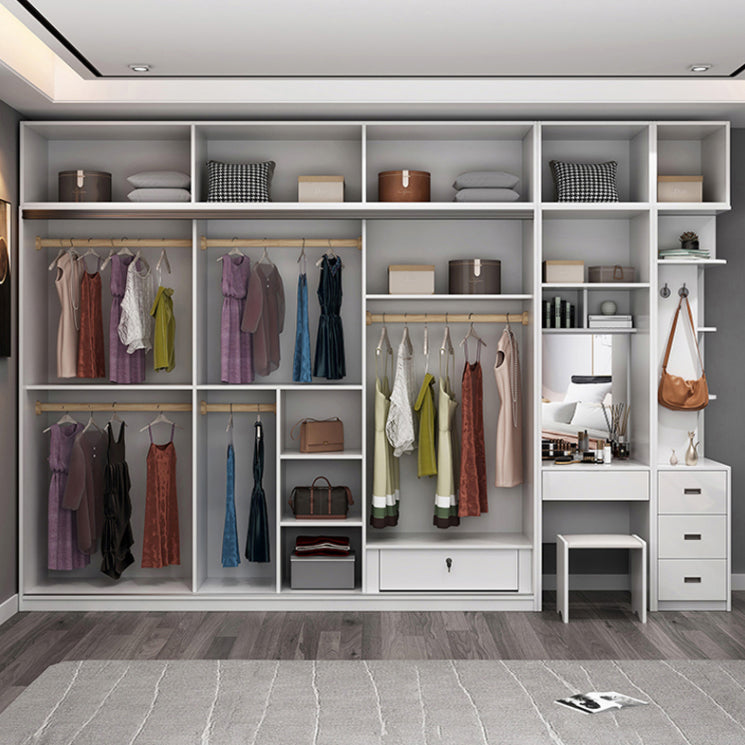 Wood and Glass Wardrobe Armoire Contemporary Sliding Wardrobe Closet