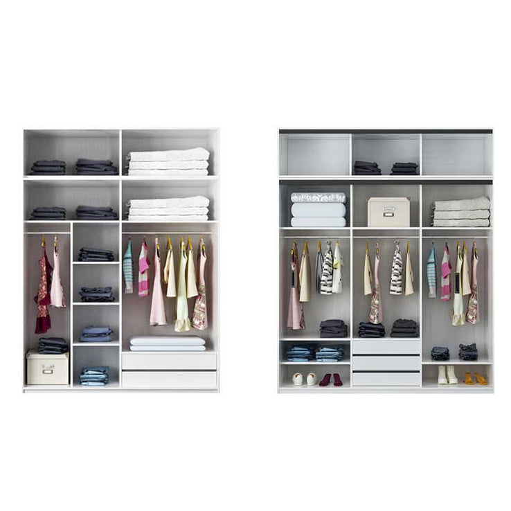 Contemporary Wardrobe Closet Wood and Glass Wardrobe Armoire