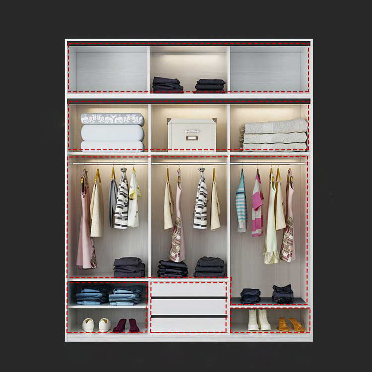 Contemporary Wardrobe Closet Wood and Glass Wardrobe Armoire