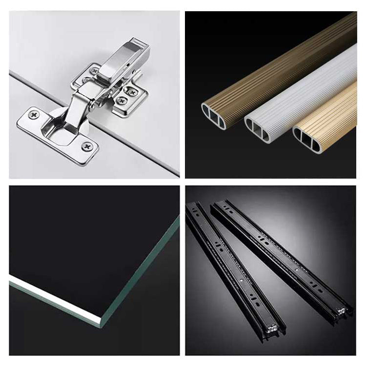 Contemporary Wardrobe Closet Wood and Glass Wardrobe Armoire