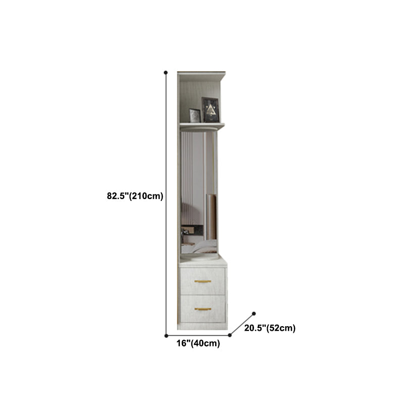 Modern Wardrobe Armoire Engineered Wood and Glass Wardrobe Closet